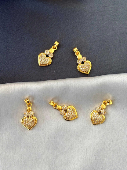 Gold-Plated Heart and Floral Pendants