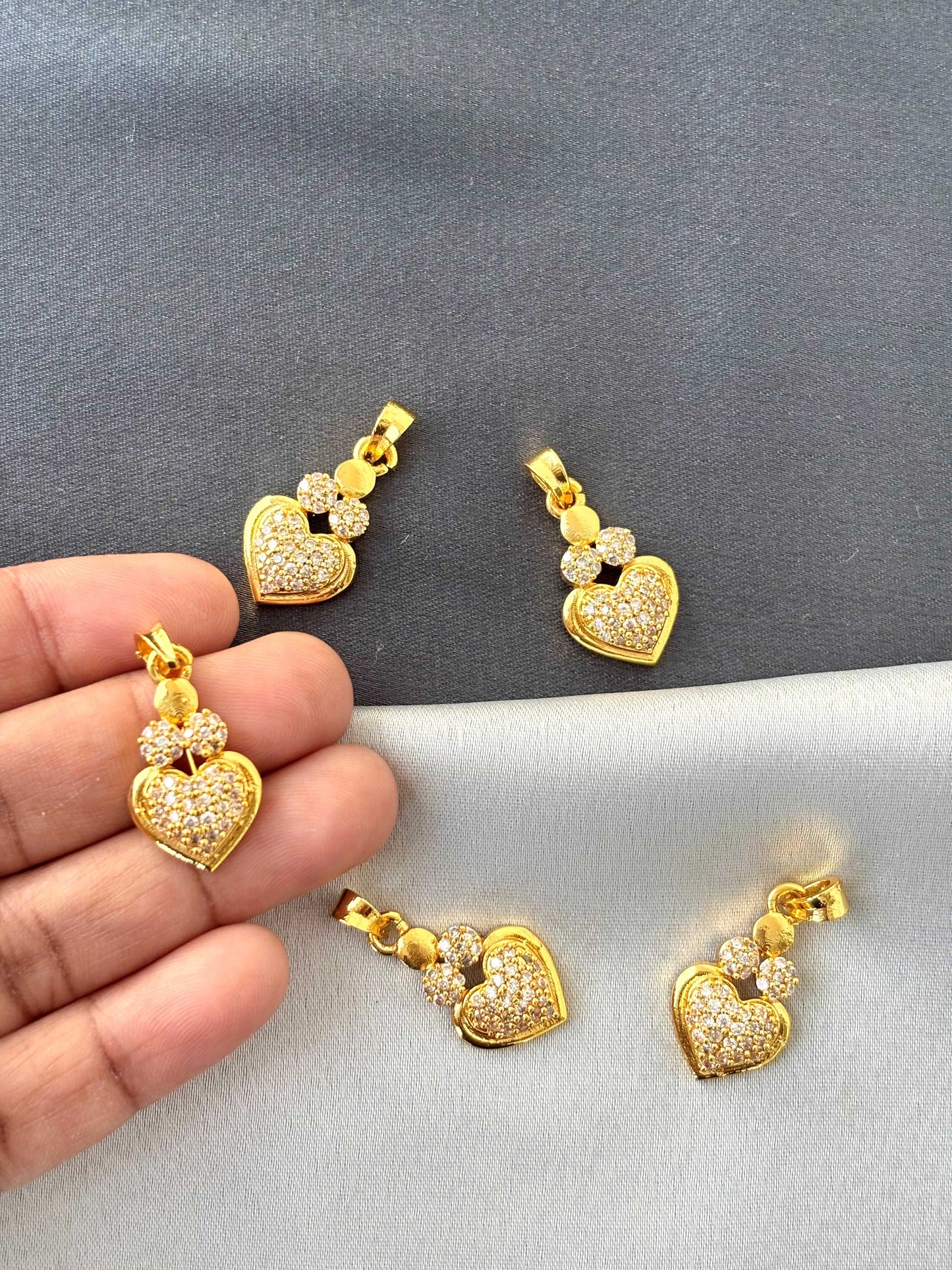 Gold-Plated Heart and Floral Pendants