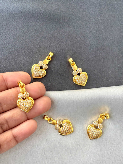 Gold-Plated Heart and Floral Pendants