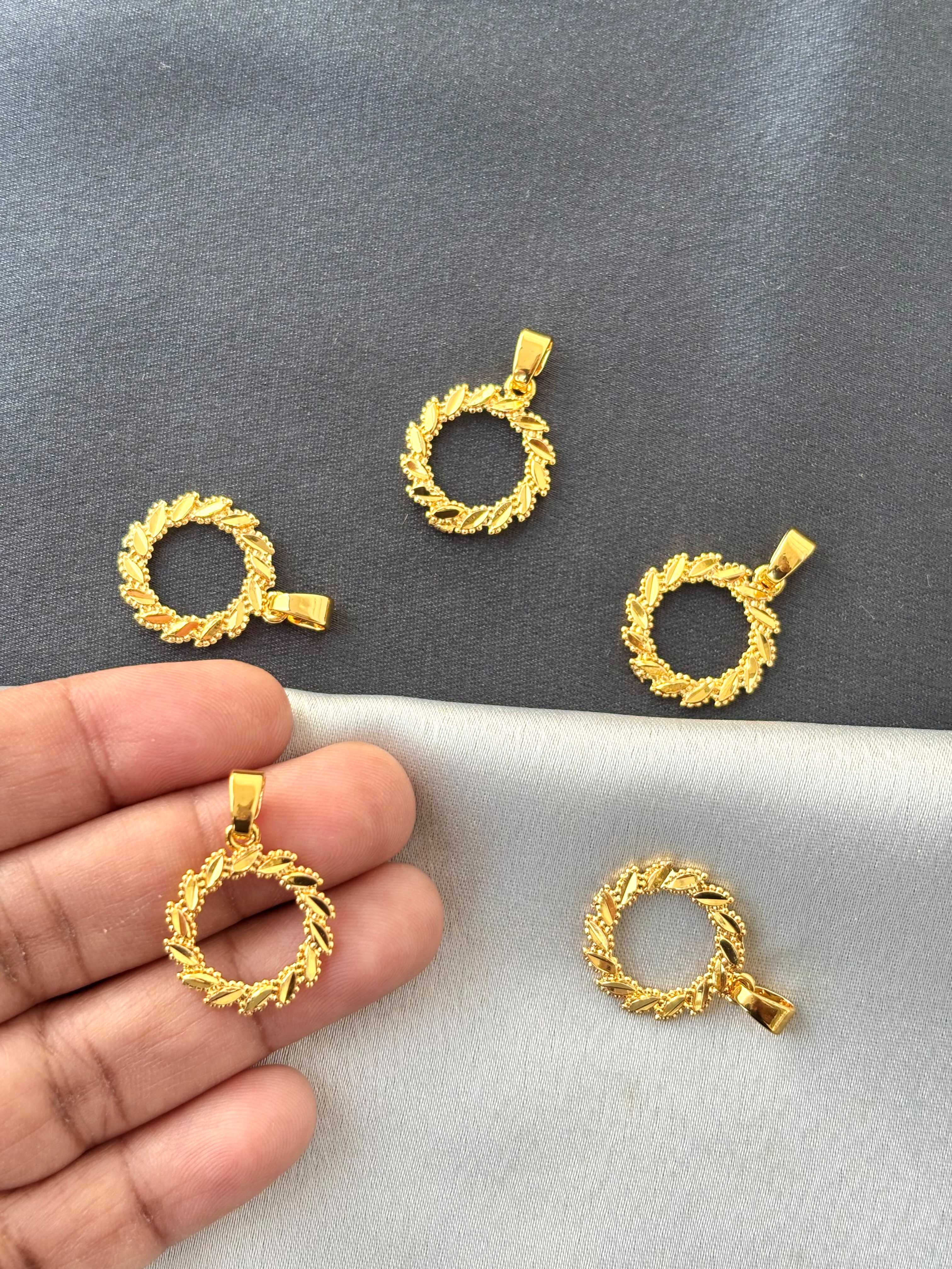 Gold-Plated Wreath Design Pendants