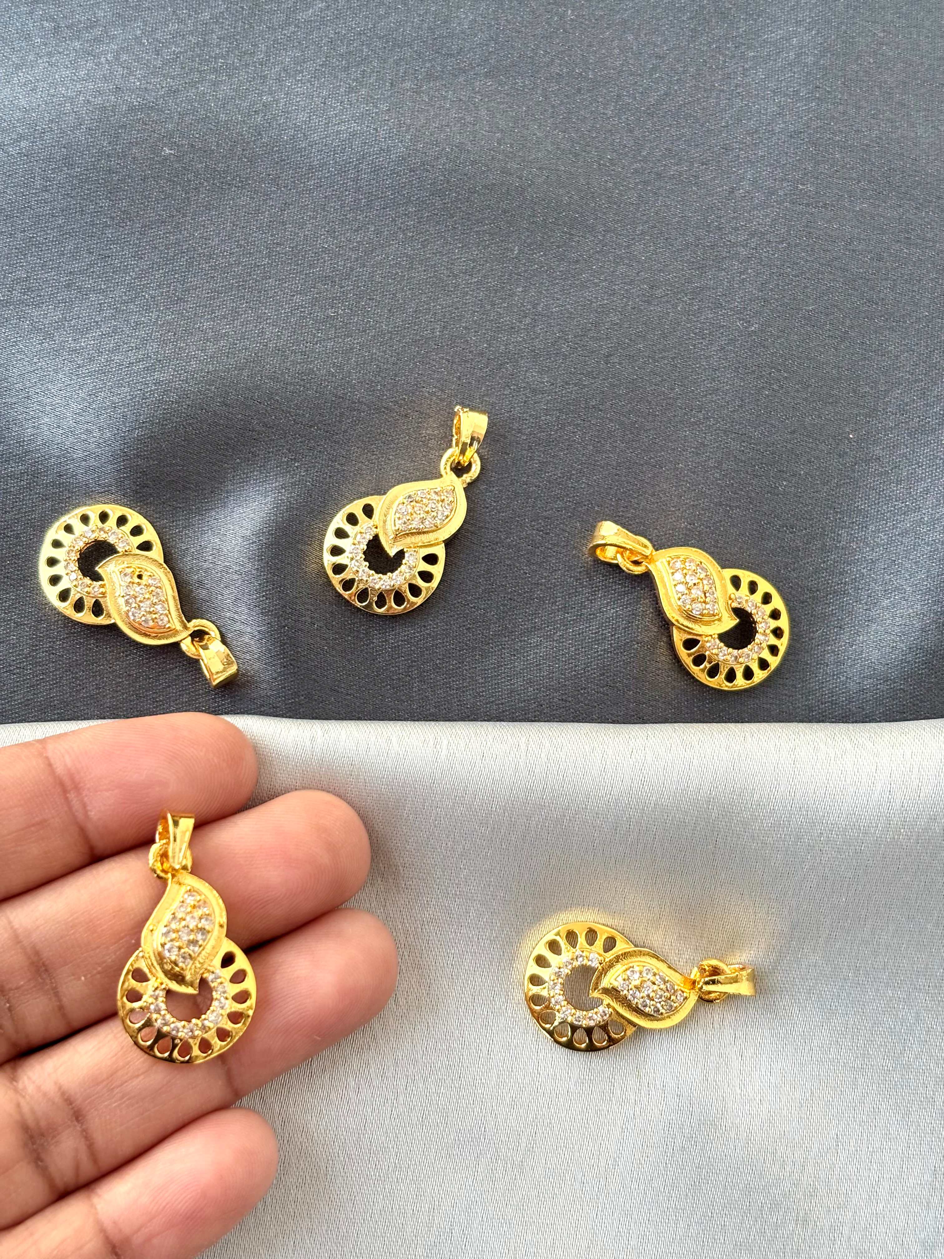 Gold-Plated Paisley and Circular Pendants