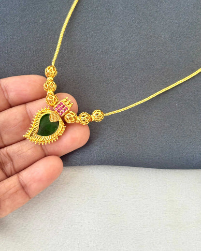 Gold-Plated Green Palakka Pendant Neckwear