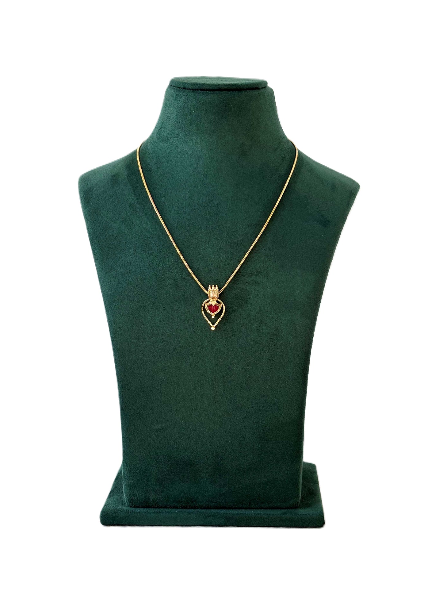 Gold-Plated Red Palakka Pendant Neckwear
