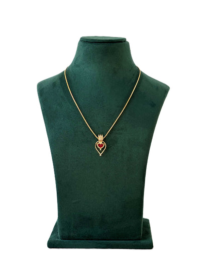Gold-Plated Red Palakka Pendant Neckwear