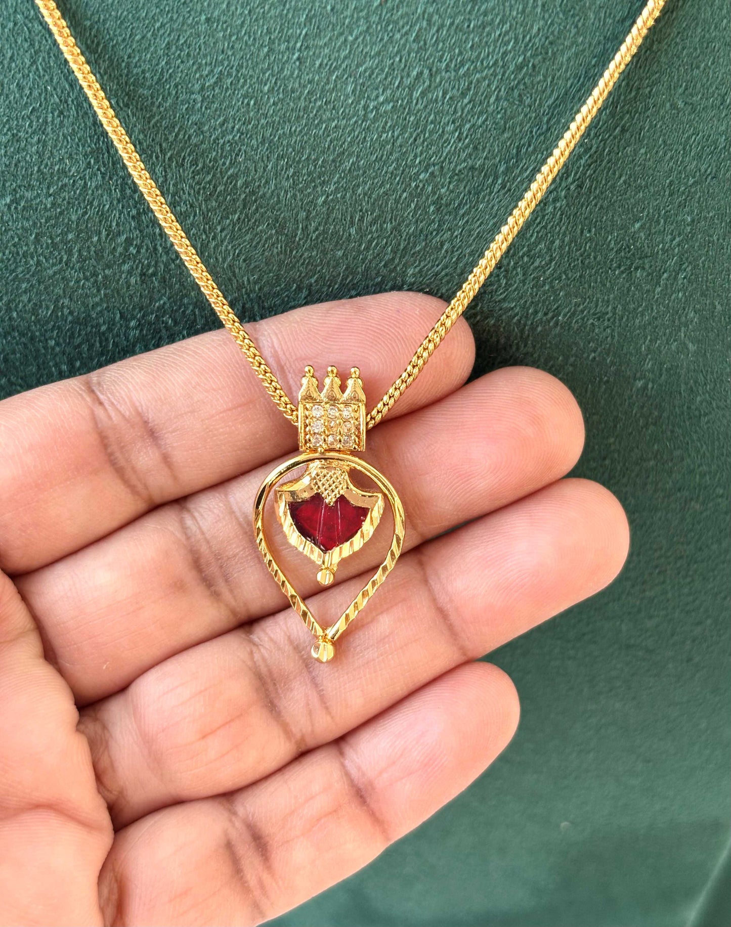 Gold-Plated Red Palakka Pendant Neckwear