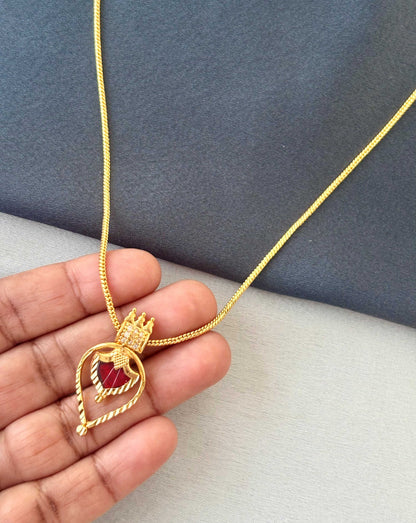 Gold-Plated Red Palakka Pendant Neckwear