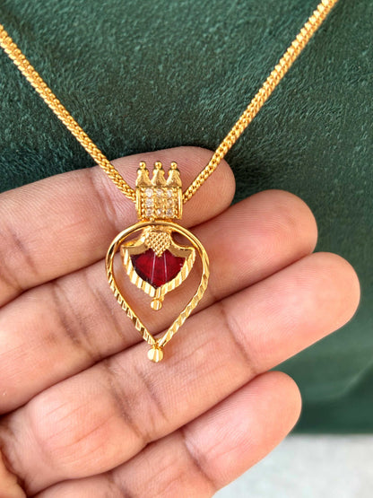 Gold-Plated Red Palakka Pendant Neckwear