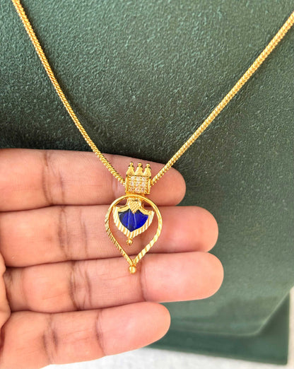 Gold-Plated Blue Palakka Pendant Neckwear