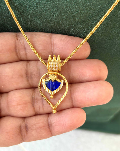 Gold-Plated Blue Palakka Pendant Neckwear