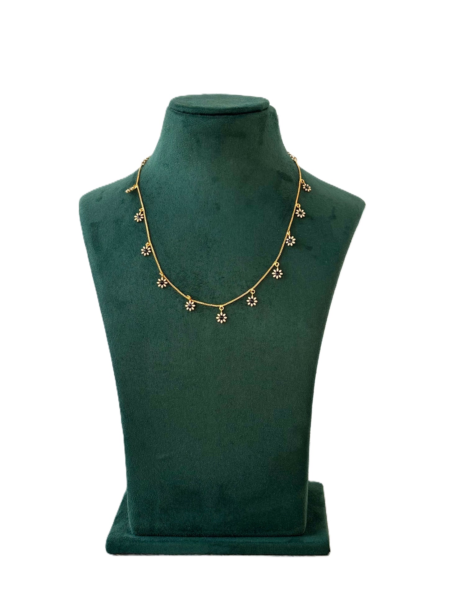 Gold-Plated Tiny Floral Charm Necklace