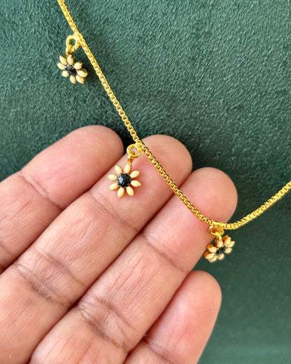 Gold-Plated Tiny Floral Charm Necklace
