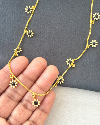 Gold-Plated Tiny Floral Charm Necklace
