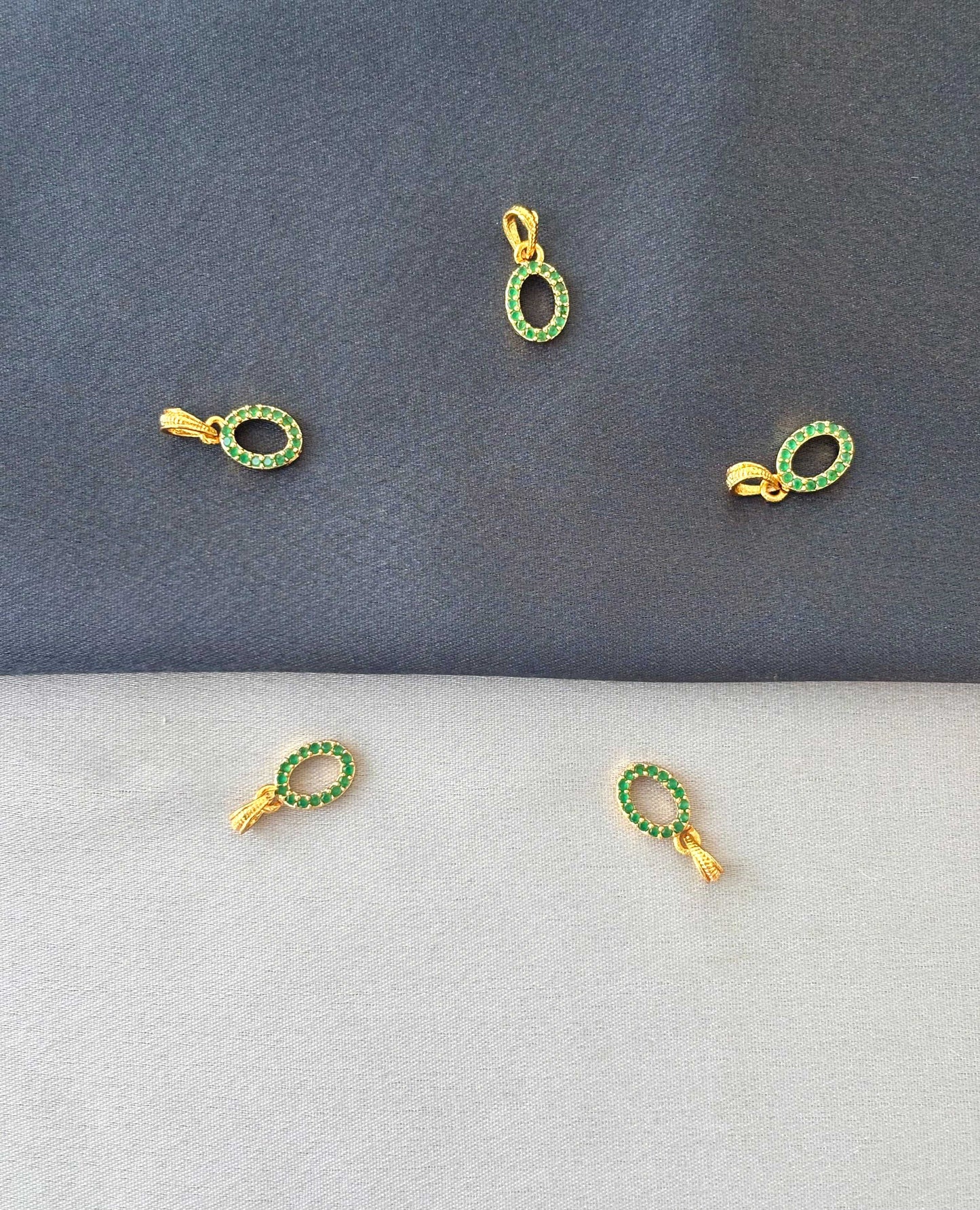 Gold-Plated Oval Green Stone Pendant