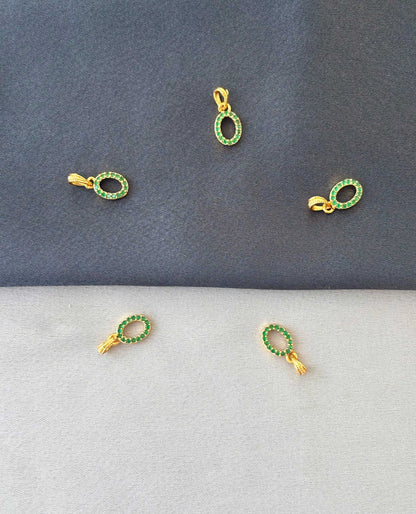 Gold-Plated Oval Green Stone Pendant