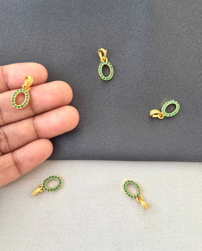 Gold-Plated Oval Green Stone Pendant