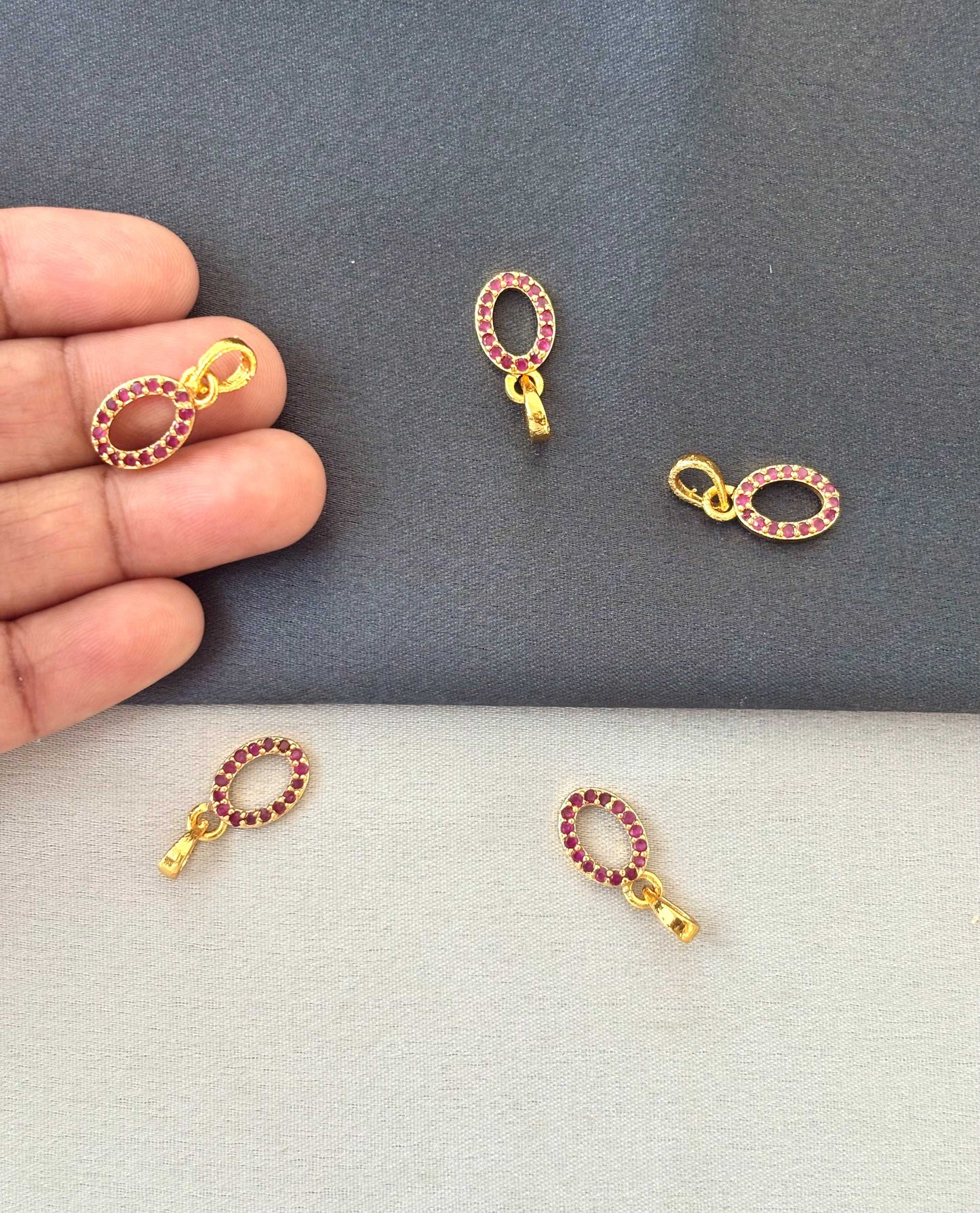 Gold-Plated Pink Oval Stone Pendant
