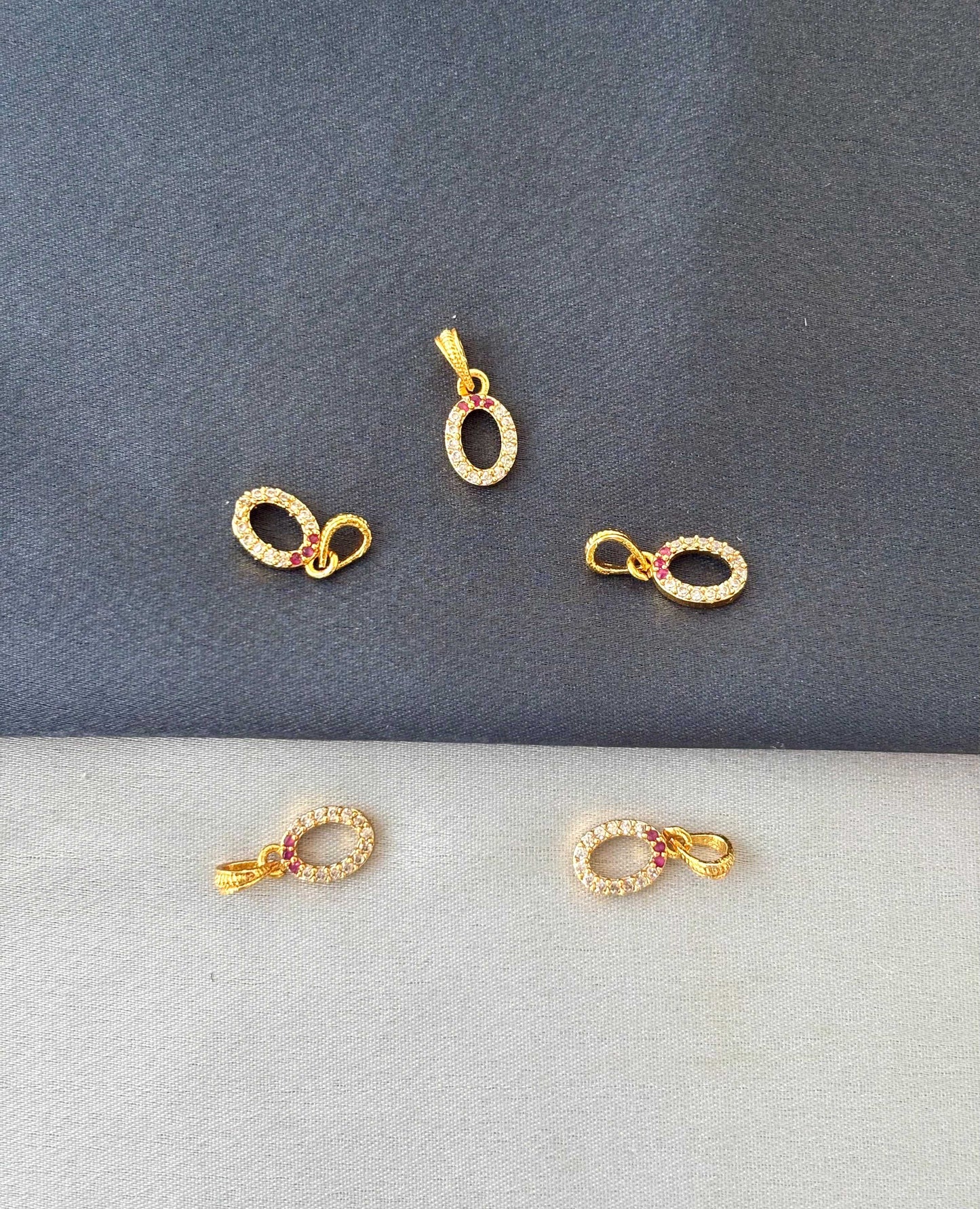 Gold-Plated Pink and White Oval Stone Pendant