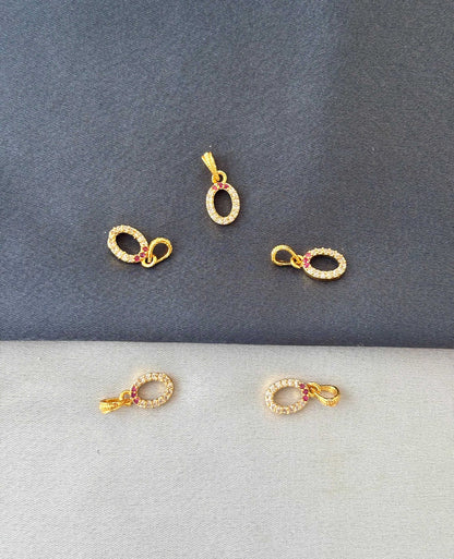 Gold-Plated Pink and White Oval Stone Pendant