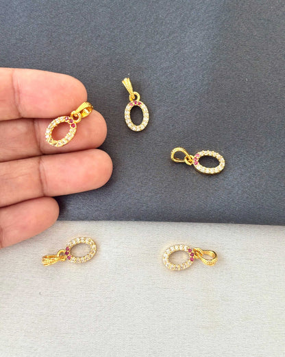 Gold-Plated Pink and White Oval Stone Pendant