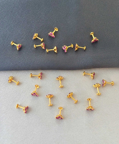 Gold-Plated Rose Stone Stud Earrings