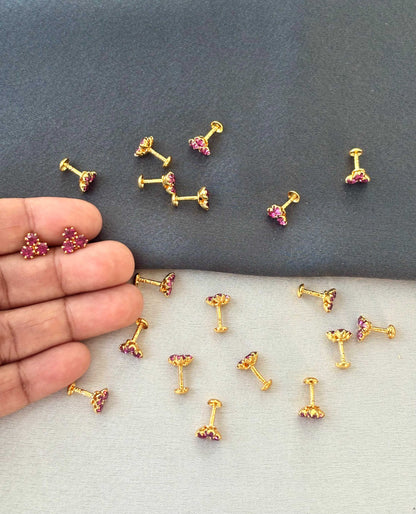 Gold-Plated Rose Stone Stud Earrings