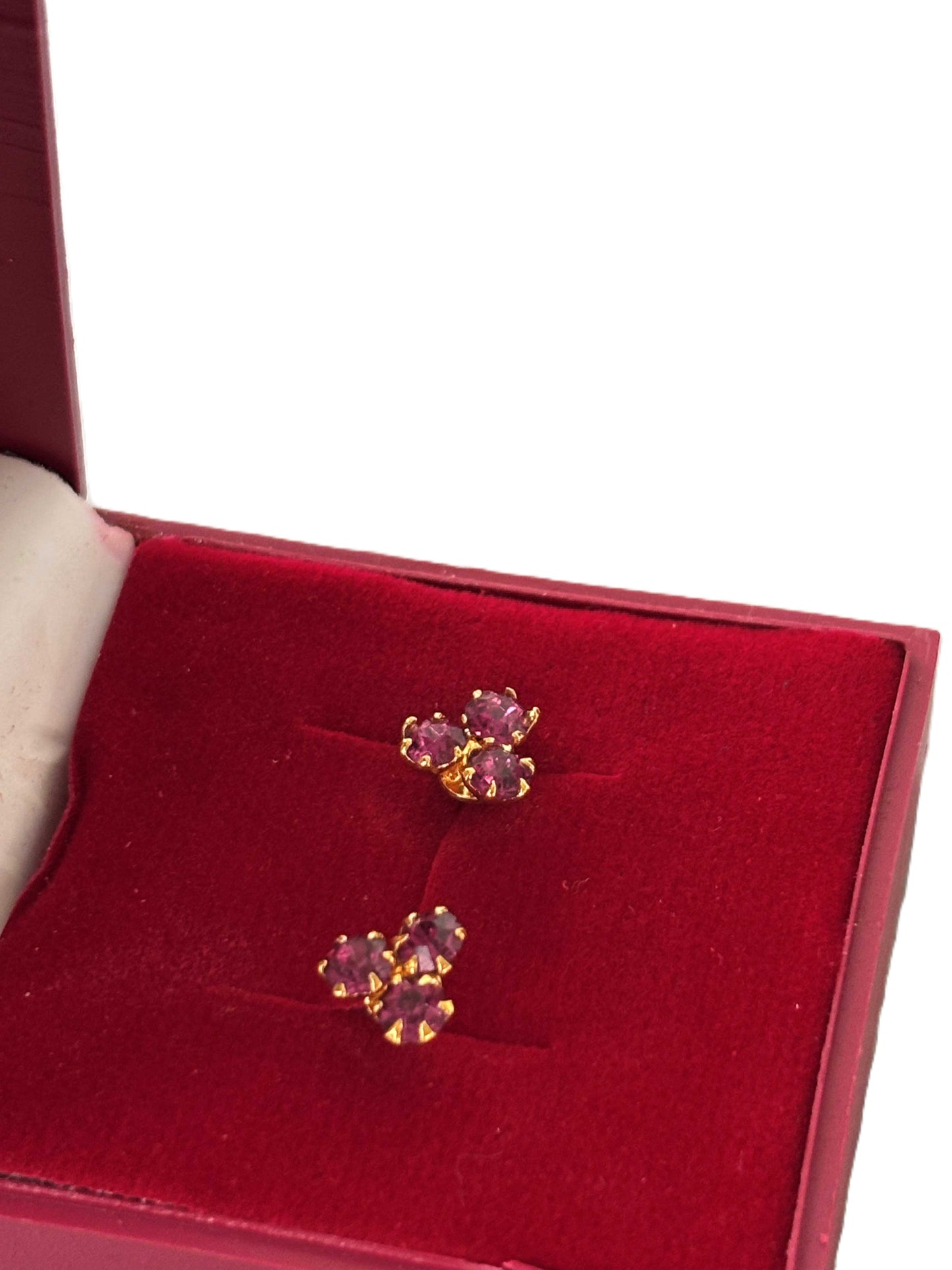 Gold-Plated Rose Stone Stud Earrings