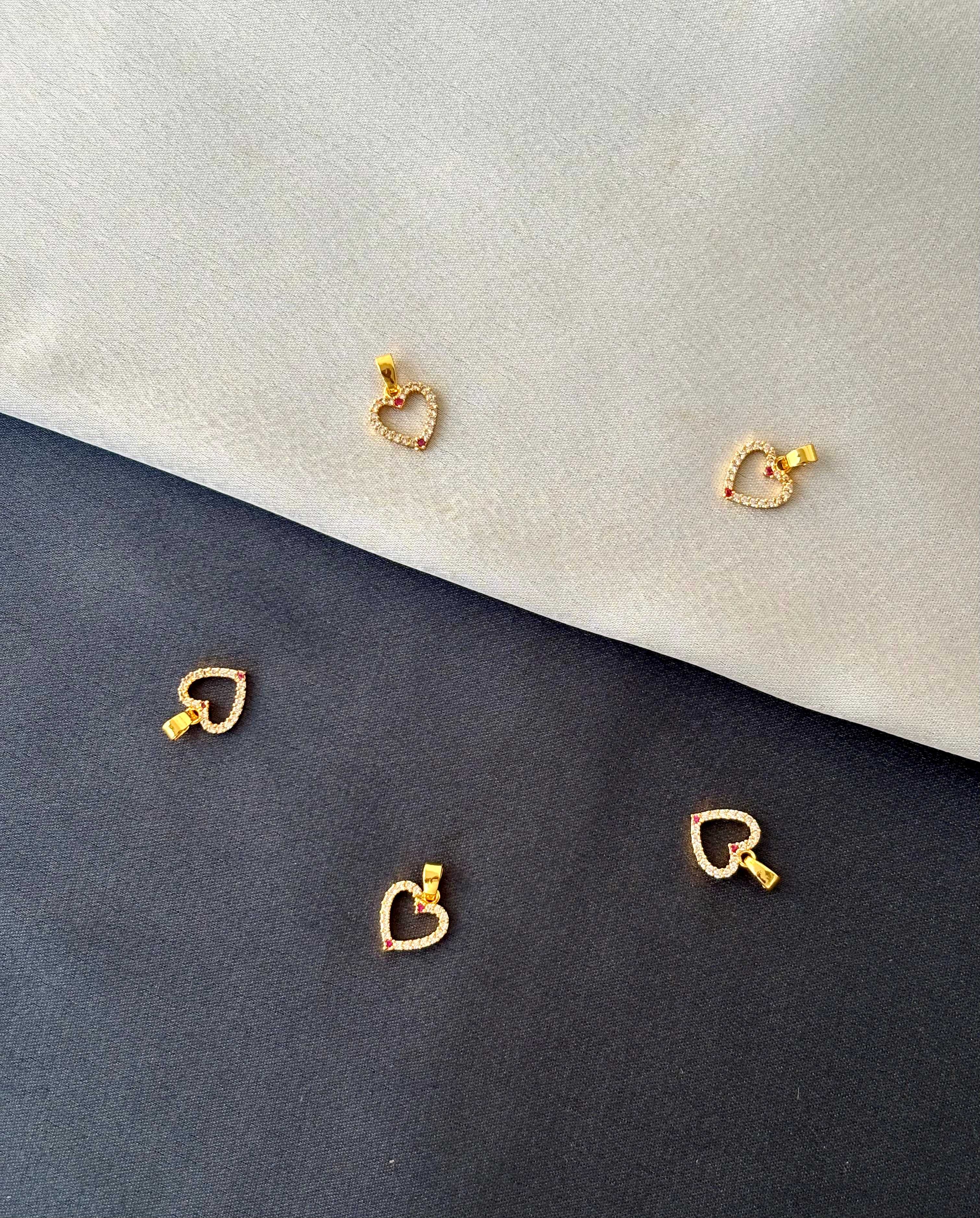 Gold-Plated White and Pink Stone Heart Pendant