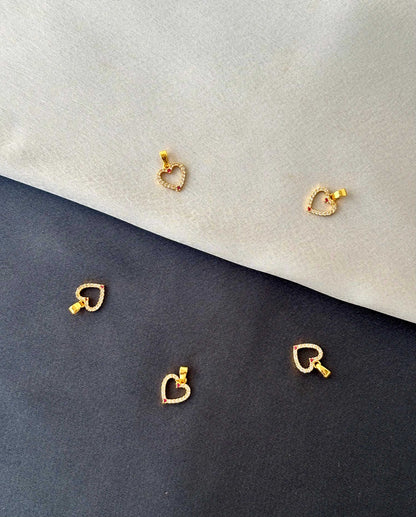 Gold-Plated White and Pink Stone Heart Pendant