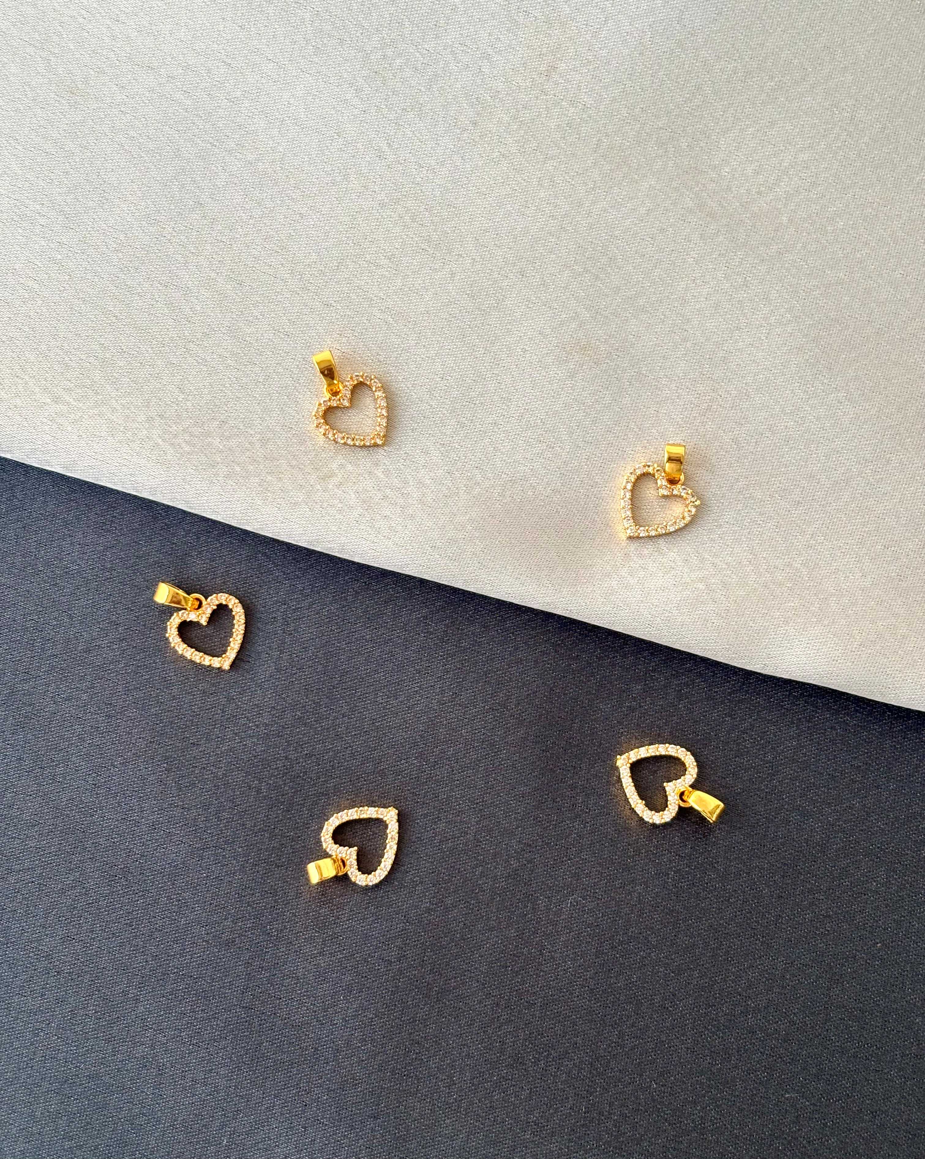 Gold-Plated White Stone Heart Pendant