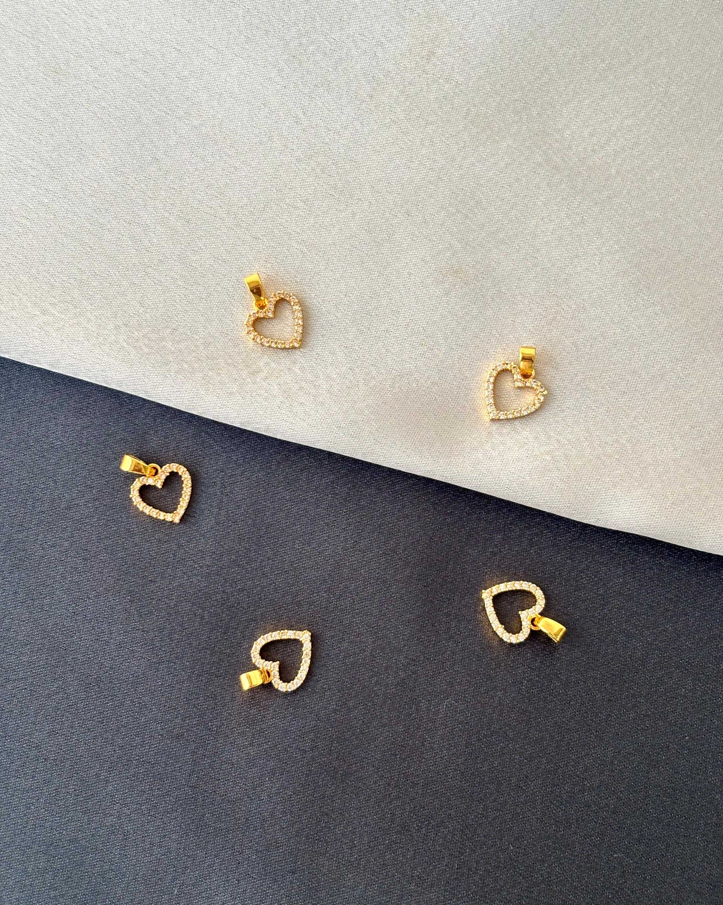 Gold-Plated White Stone Heart Pendant