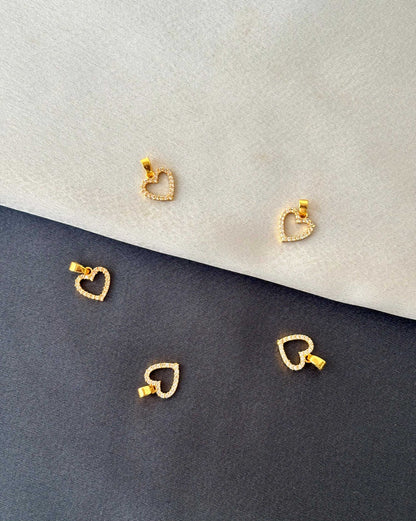 Gold-Plated White Stone Heart Pendant