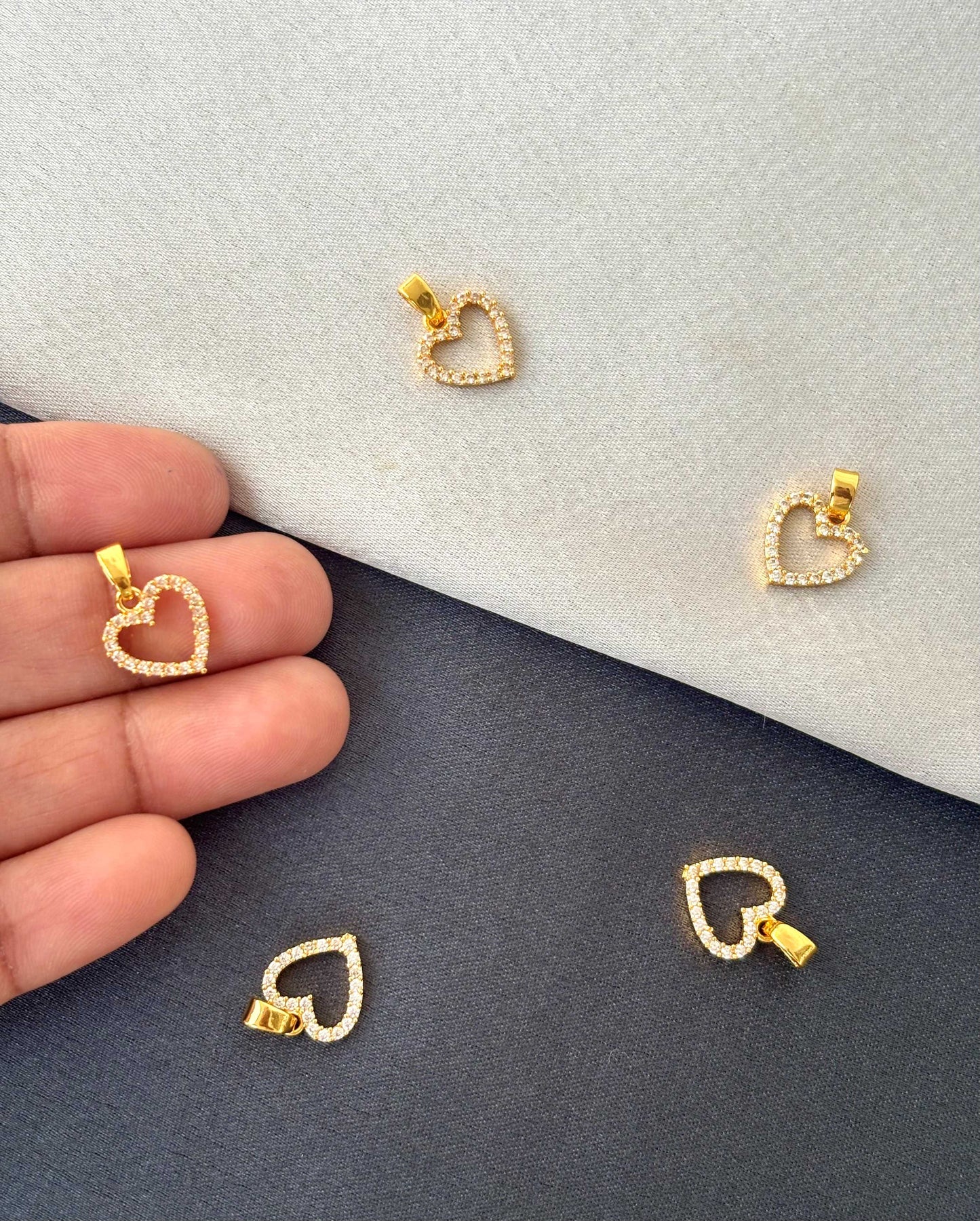 Gold-Plated White Stone Heart Pendant