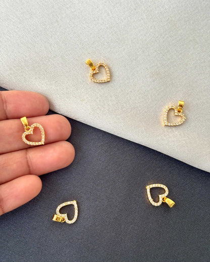 Gold-Plated White Stone Heart Pendant