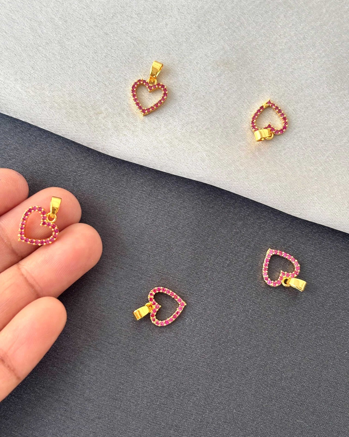 Gold-Plated Rose Stone Heart Pendant