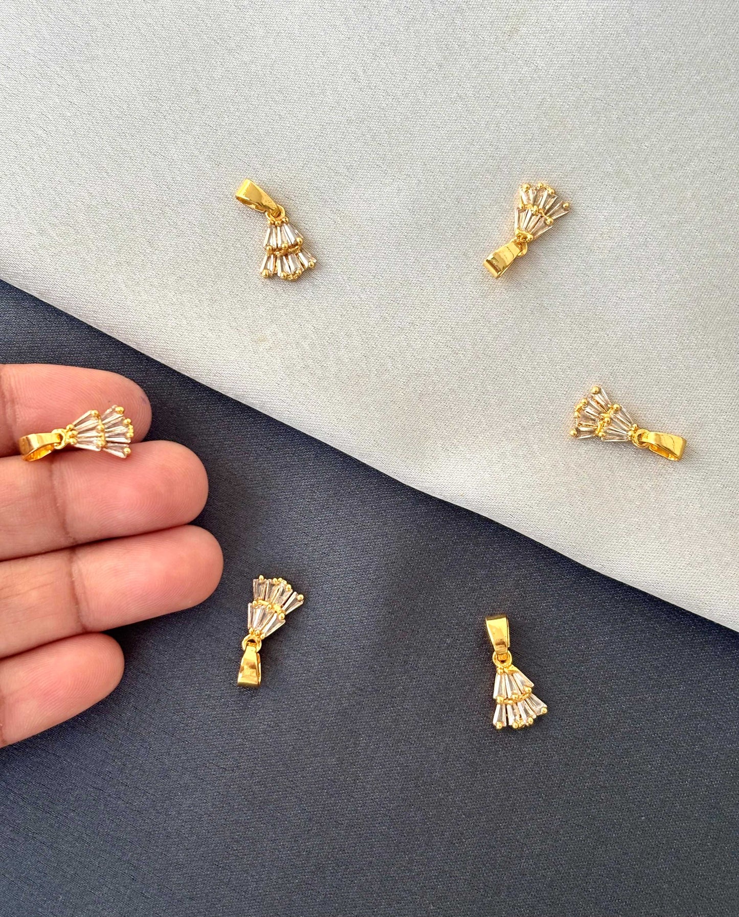 Gold-Plated White Pleated Pendants