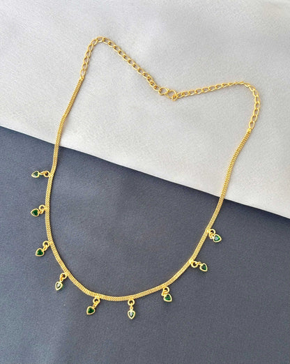 Golden Green Heart Charm Necklace