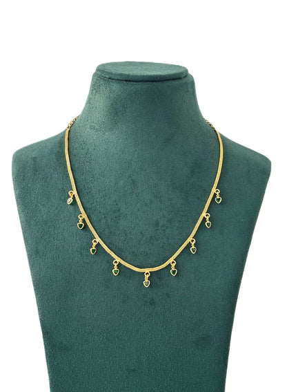 Golden Green Heart Charm Necklace