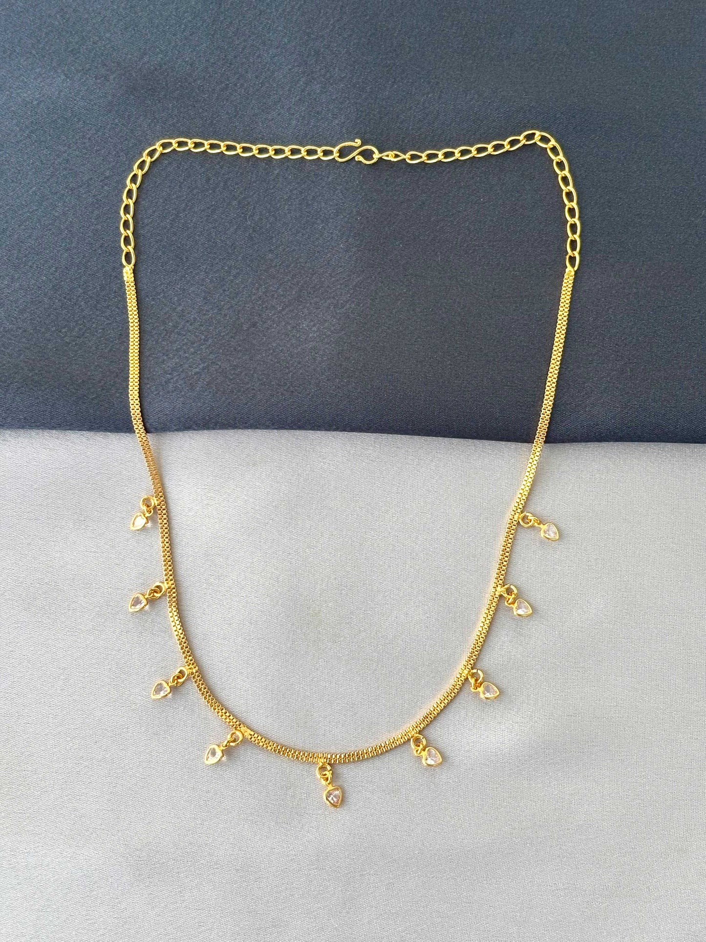 Golden Crystal Heart Charm Necklace