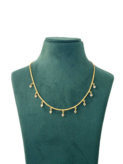 Golden Crystal Heart Charm Necklace