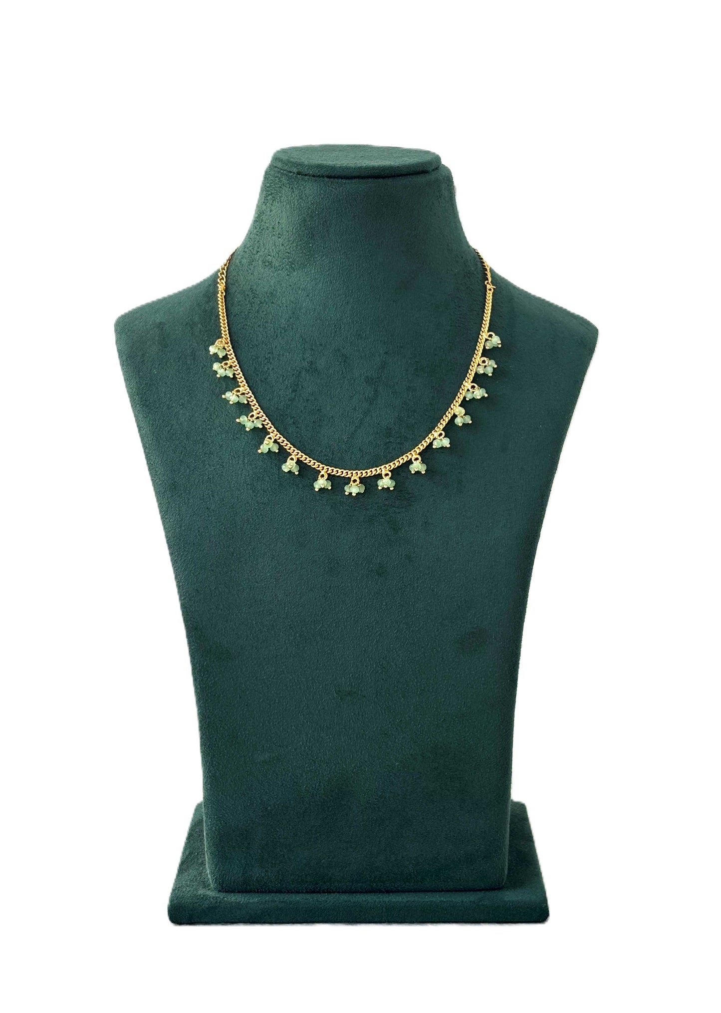 Gold Chain with Mint Green Beaded Charms