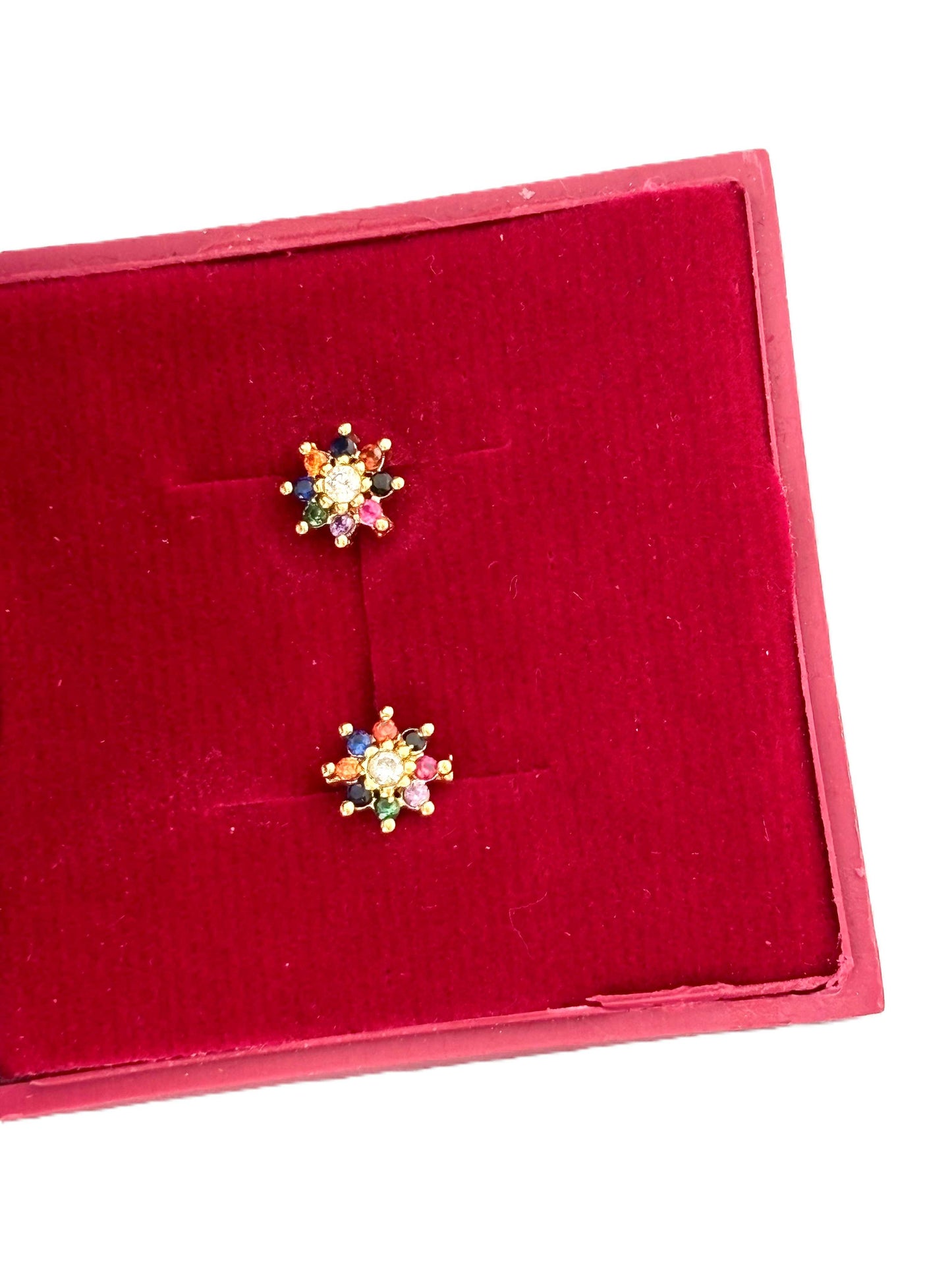Multi-Color Crystal Floral Stud Earrings