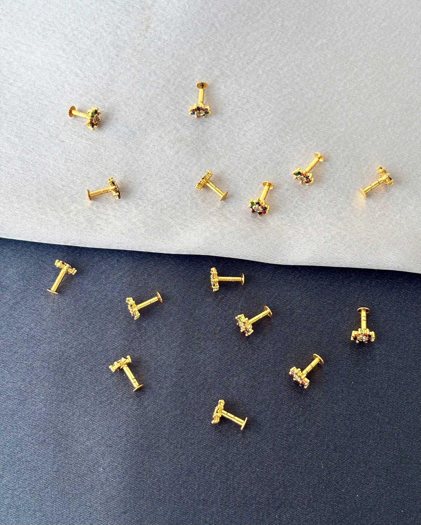 Multi-Color Crystal Floral Stud Earrings