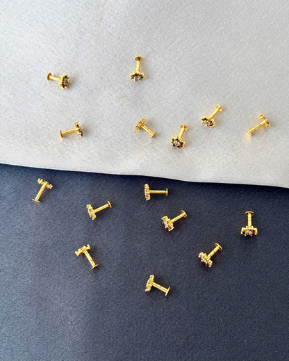 Multi-Color Crystal Floral Stud Earrings