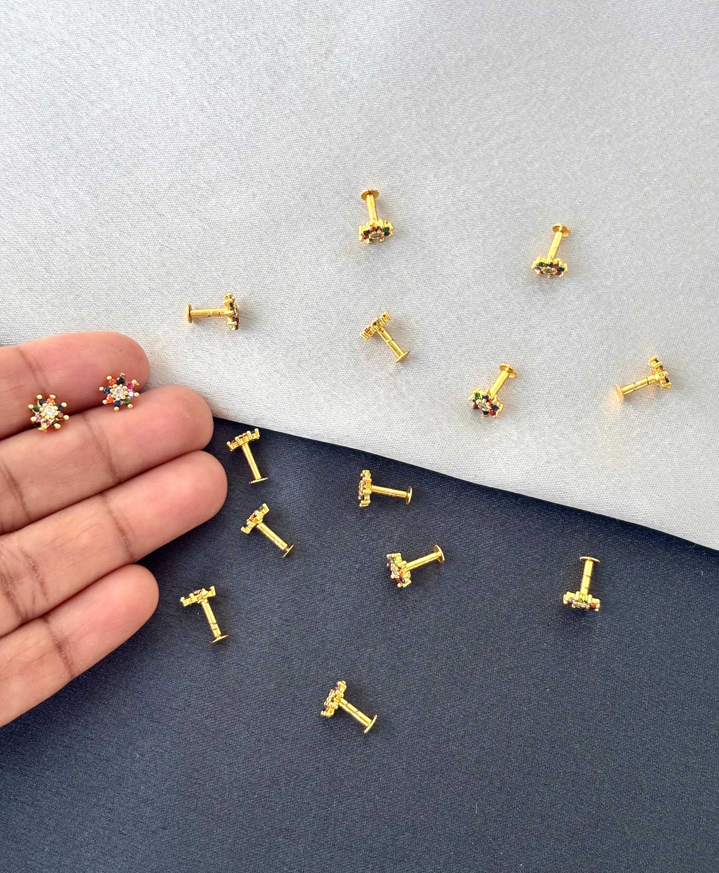 Multi-Color Crystal Floral Stud Earrings