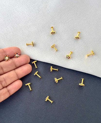 Multi-Color Crystal Floral Stud Earrings
