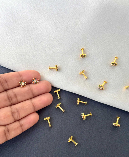 Multi-Color Crystal Floral Stud Earrings