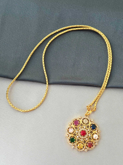 Navaratna Pendant with Chain