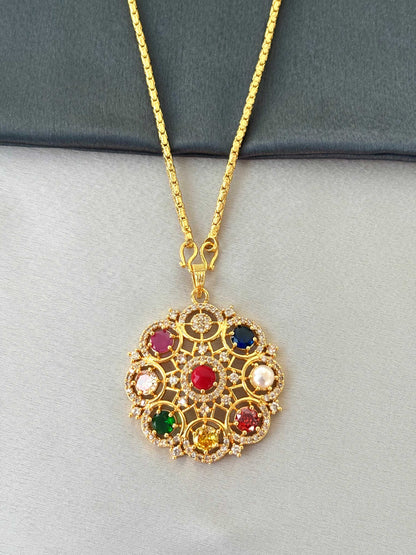 Navaratna Pendant with Chain