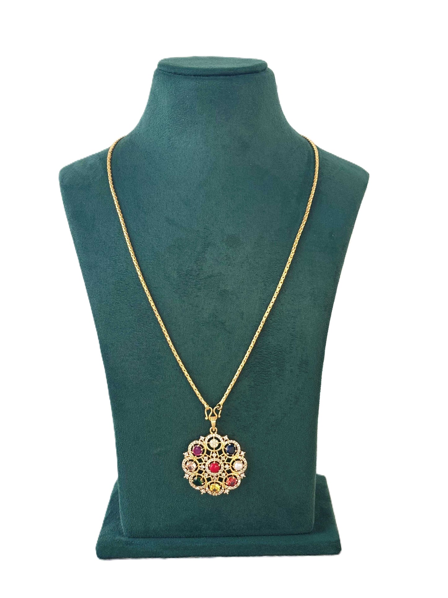 Navaratna Pendant with Chain