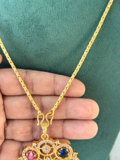 Navaratna Pendant with Chain